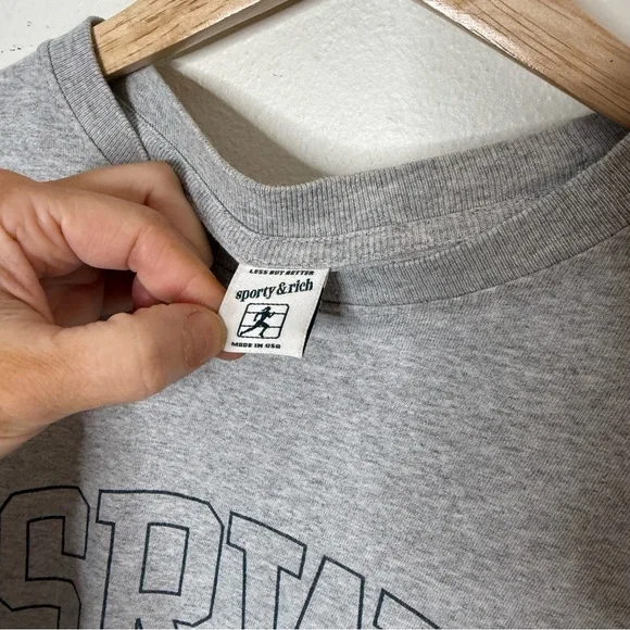 Sporty & Rich Wellness Club SRWC Graphic Tee in Heather grey size small - Picture 6 of 7